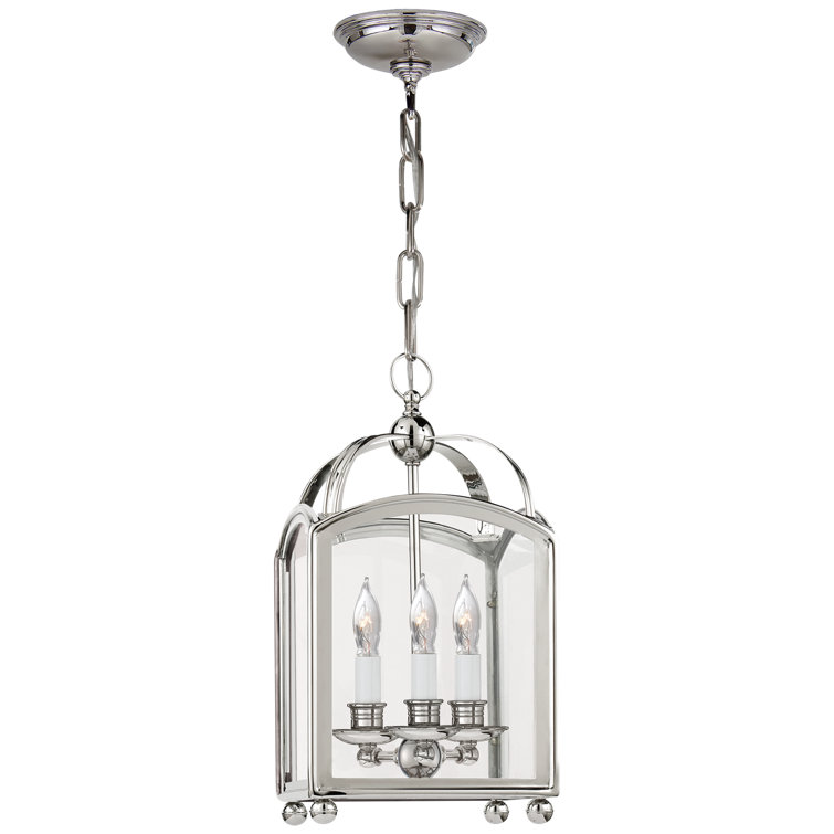 Arch Top Mini Polished Nickel Lantern with Curved Glass