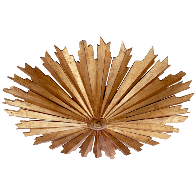 Sunburst Silver Leaf 27.5" LED Semi Flush Mount Light