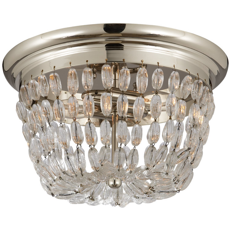 Antique Brass and Glass 2-Light Flush Mount