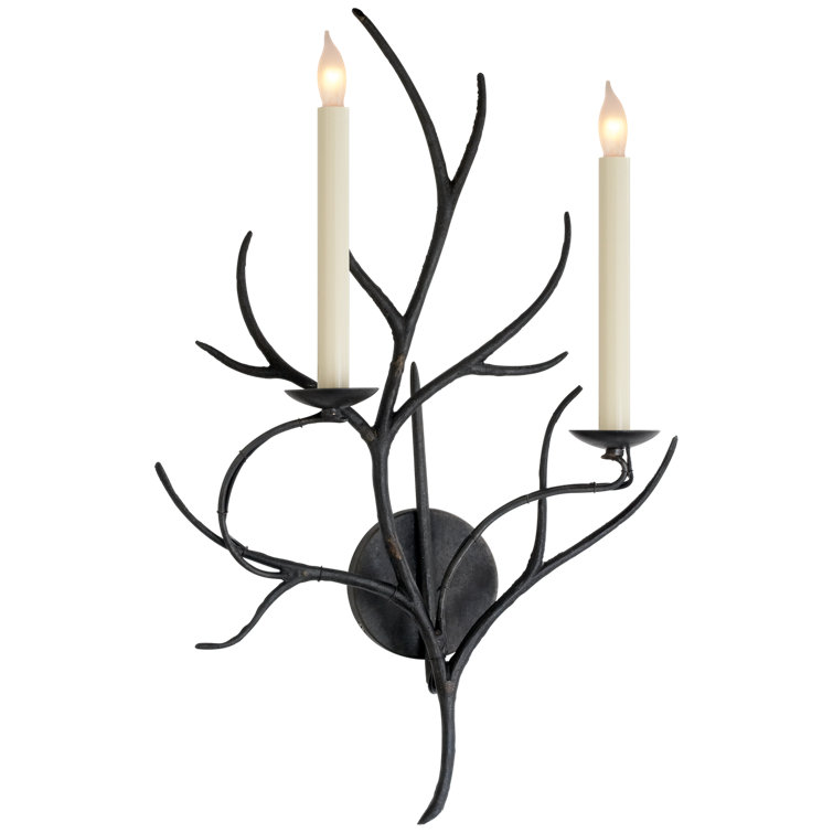 Aged Iron 22.75" Dimmable Direct Wired Black Sconce