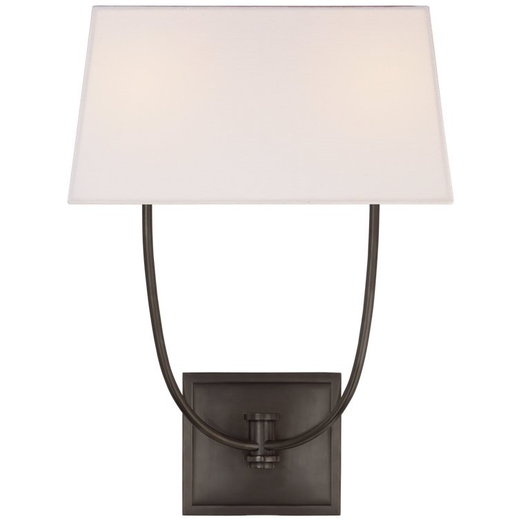 Venini Inspired 18" Bronze Dimmable Wall Sconce with Linen Shade