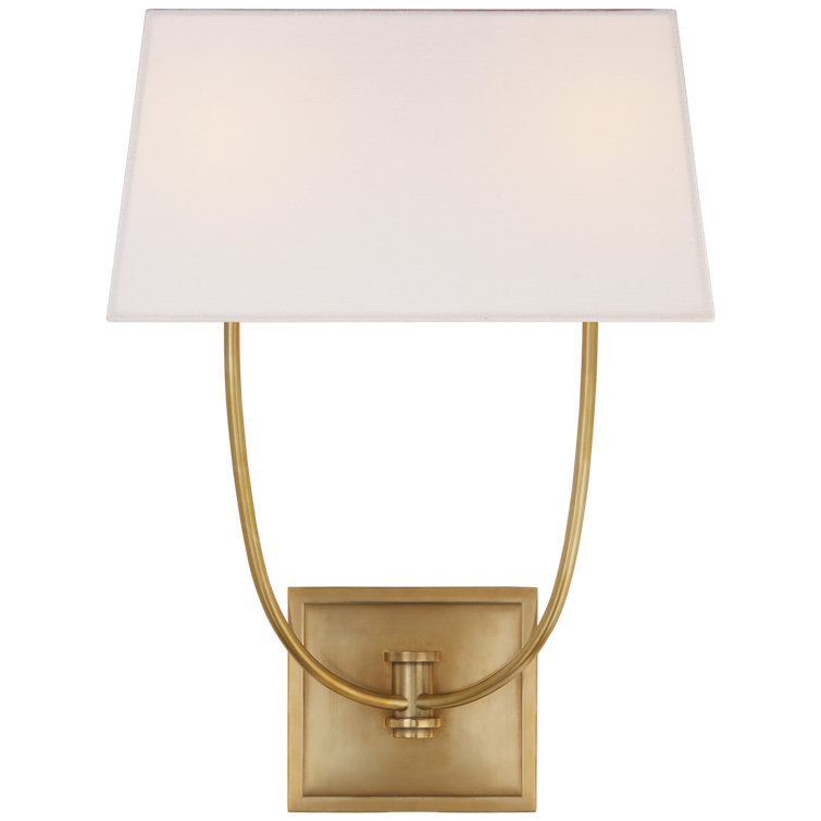 Antique Brass and Linen 18" Dimmable Sconce