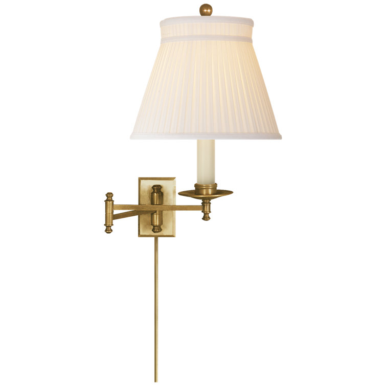 Antique Brass Dimmable Swing Arm Wall Lamp with Empire Shade
