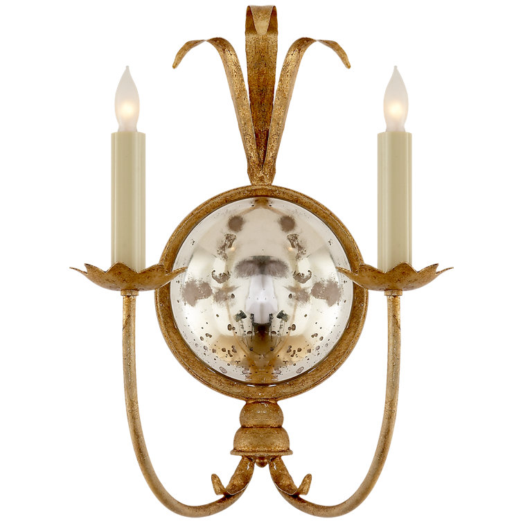 Gilded Iron 16" Double Candle Wall Sconce