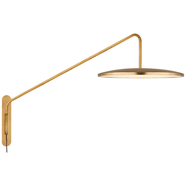 Bristol Elegance 28" Black and Brass Dimmable Swing Arm Wall Sconce