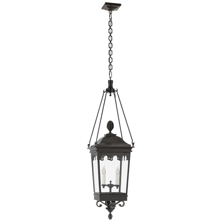 Rosedale Black Steel and Glass Outdoor Hanging Lantern
