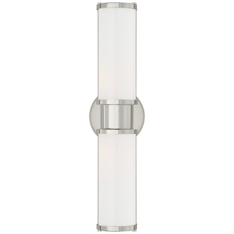 Polished Nickel Double Sconce with White Glass Shades
