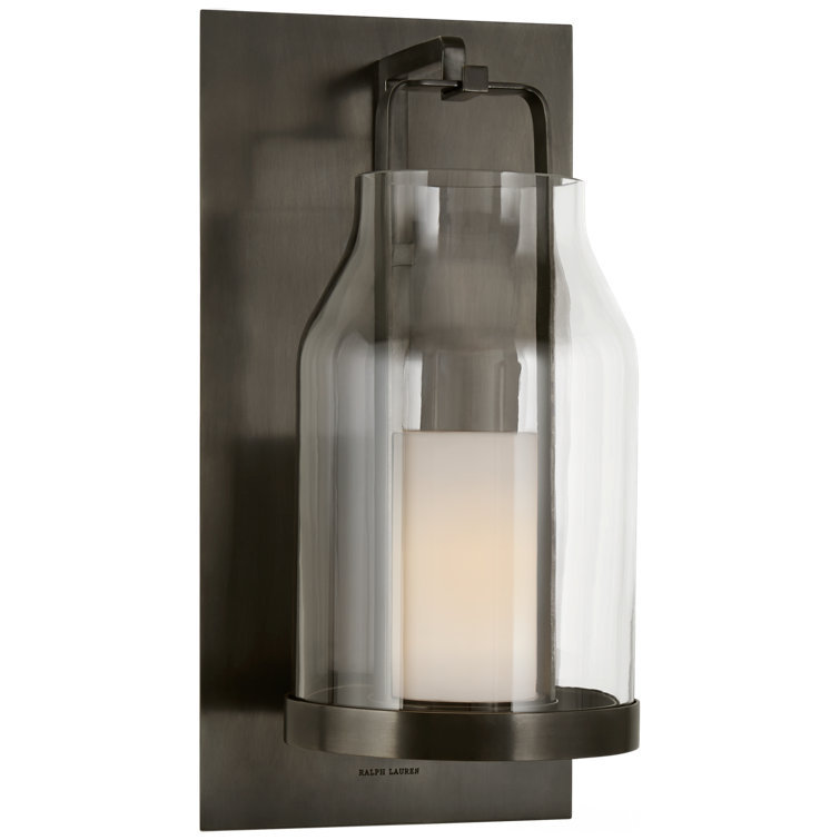 Bronze Dimmable Lantern Sconce with Clear Glass Shade