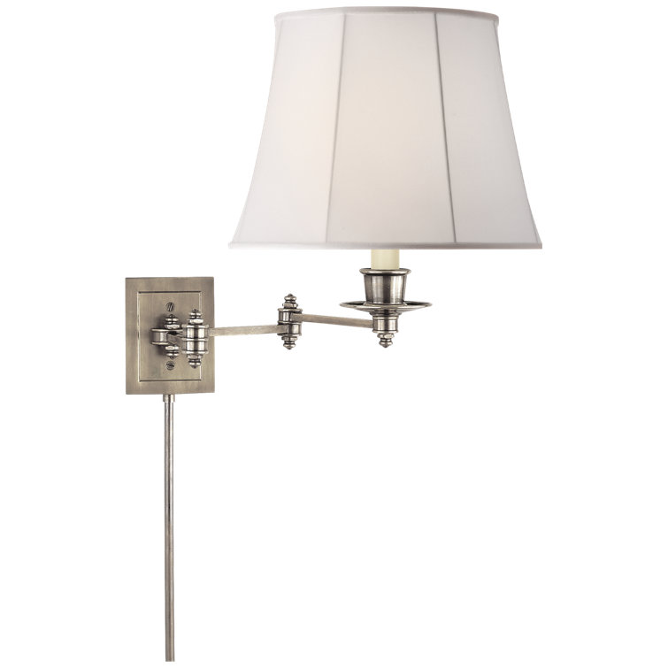 Antique Nickel Swing Arm Wall Sconce with Tapered Shade