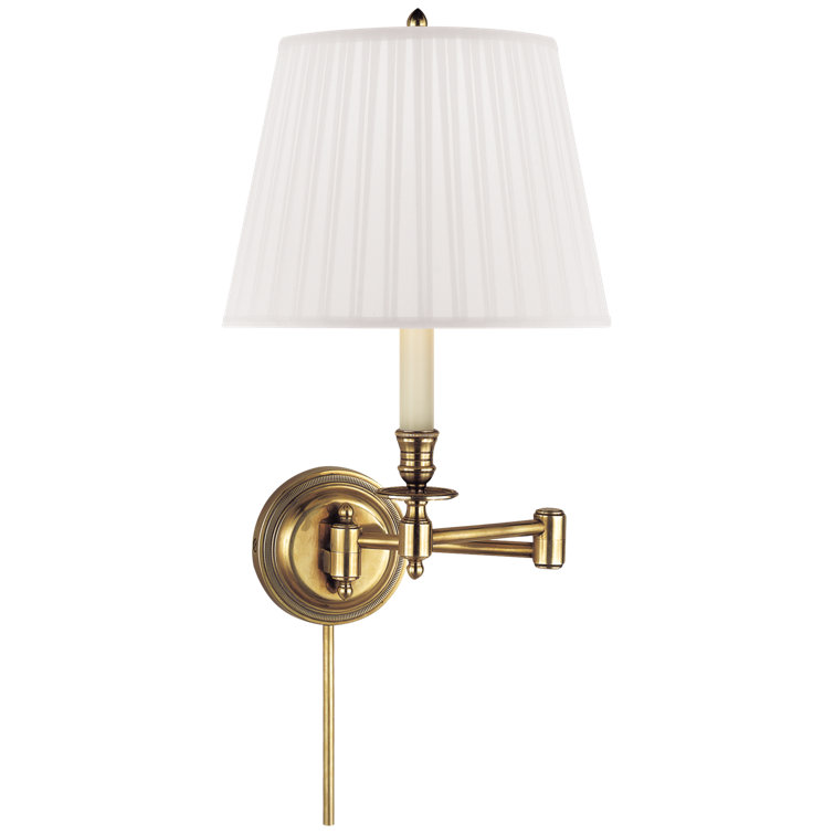 Antique Brass Swing Arm Wall Lamp with Shade