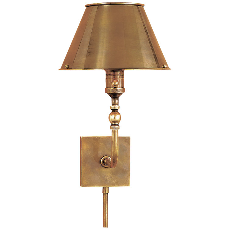 Antique Brass Adjustable Wall Sconce with Metal Shade