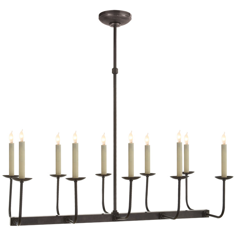 Elegant Bronze 24" Crystal Candle Linear Chandelier