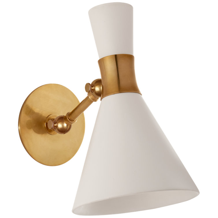 Liam 11" Hand-Rubbed Antique Brass Sconce with Matte White Shade