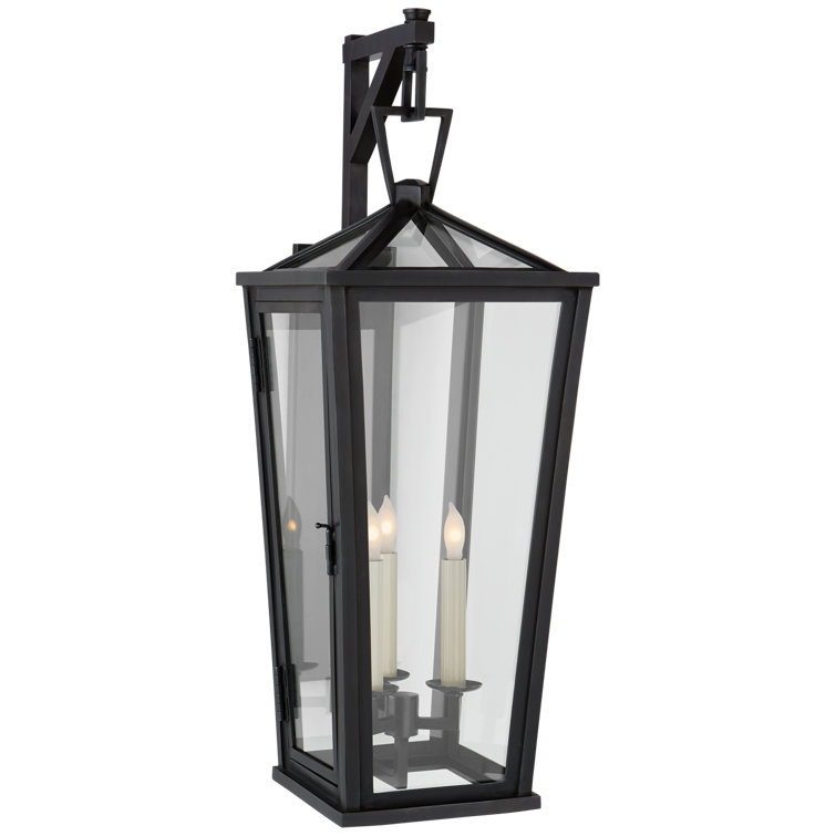 Elegant Bronze and Black Lantern-Style Sconce, 27" Outdoor and Indoor