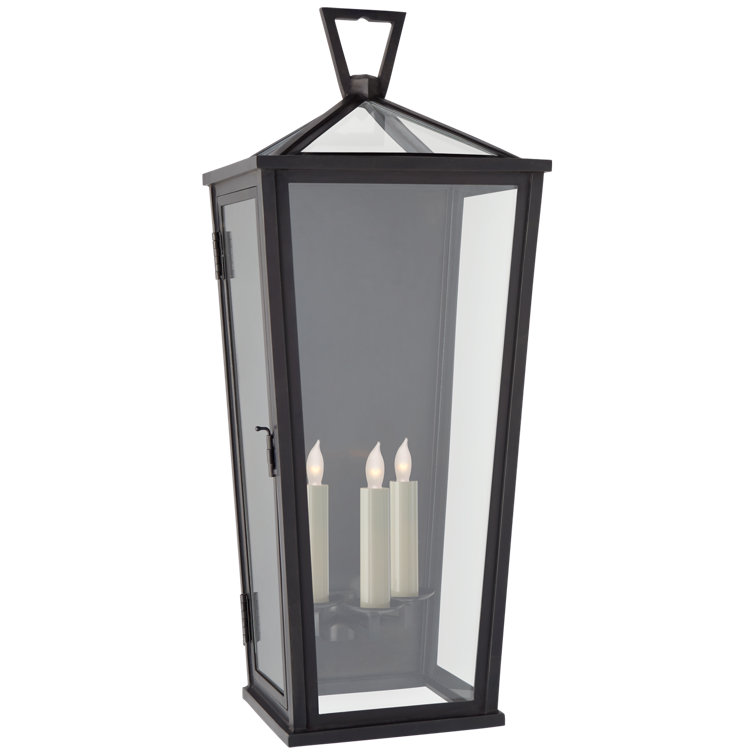 Chapman & Myers Handcrafted Bronze & Black Outdoor Lantern, 27.75" H