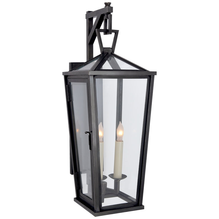 Elegant Bronze & Black Outdoor Lantern Wall Sconce, 21.25" H