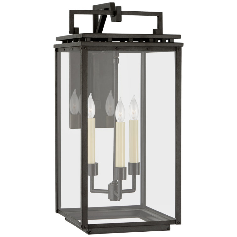 Black Iron 21" Dimmable Lantern Wall Sconce