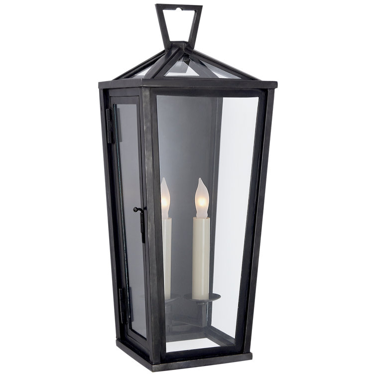 Chapman & Myers Handcrafted Bronze & Black Lantern Sconce, 18.5"