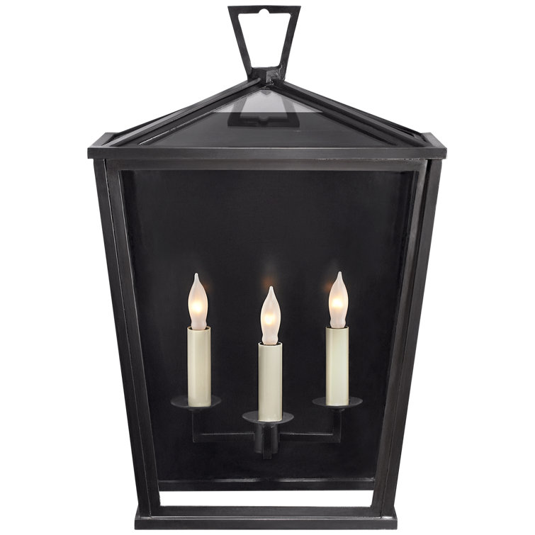 Dimmable Bronze and Black Lantern-Style Wall Sconce