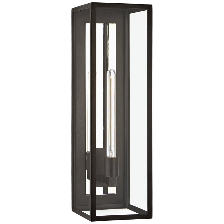 26" Black Iron Dimmable Lantern Wall Sconce