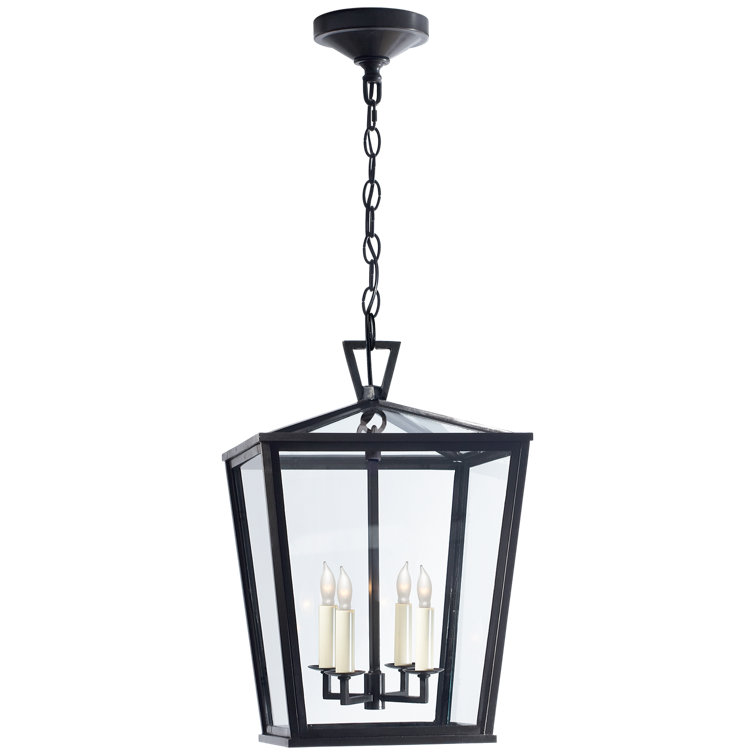 Bronze Glass 18.5" Indoor/Outdoor Hanging Lantern with LED