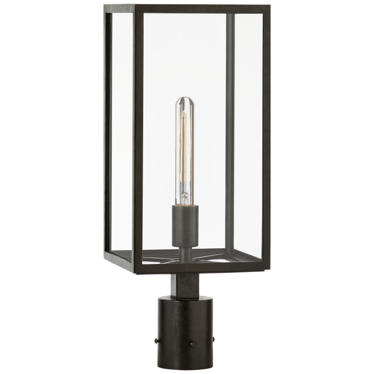 Aged Iron and Clear Glass Outdoor Post Lantern