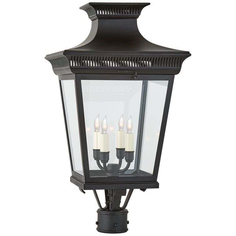 Elsinore Traditional Black Aluminum 4-Light Outdoor Post Lantern