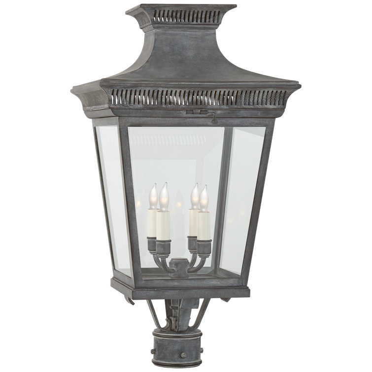 Elsinore Traditional Weathered Zinc Outdoor Post Light with Clear Glass