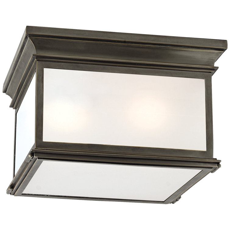 Club Square Bronze Glass Indoor/Outdoor Flush Mount
