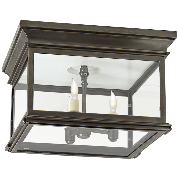 Club Square Bronze Glass Indoor/Outdoor Flush Mount