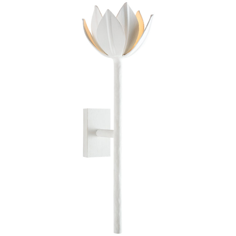 Alberto Plaster White Dimmable Floral Detail Sconce