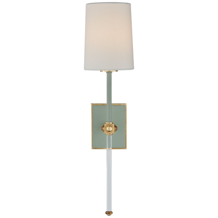 Lucia Celadon 20.75" High White Linen Shade Wall Sconce