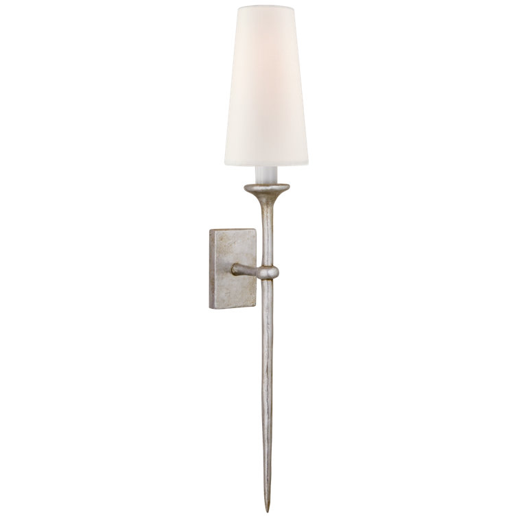 Burnished Silver Leaf 26.5" Wall Sconce with Shade