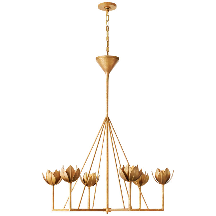 Alberto Antique Gold Leaf 46.75" Crystal Candle Chandelier