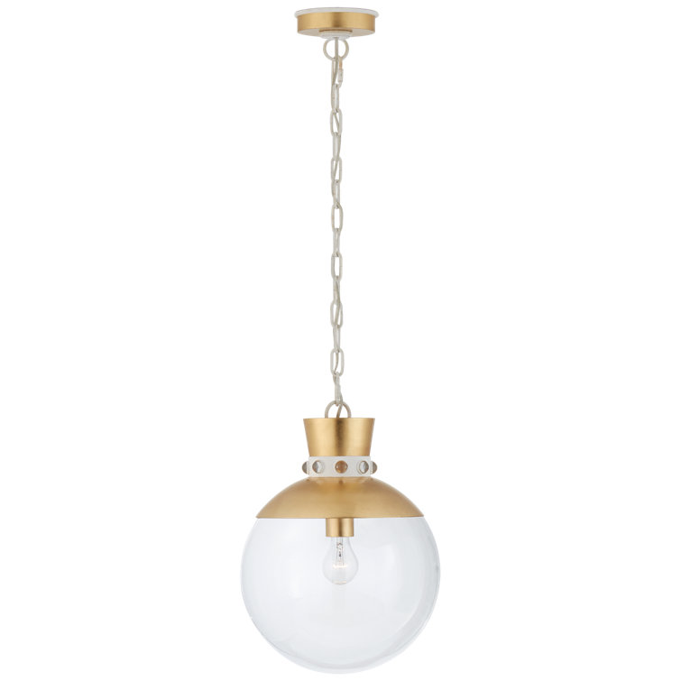 Gold and White Glass Globe Pendant Light
