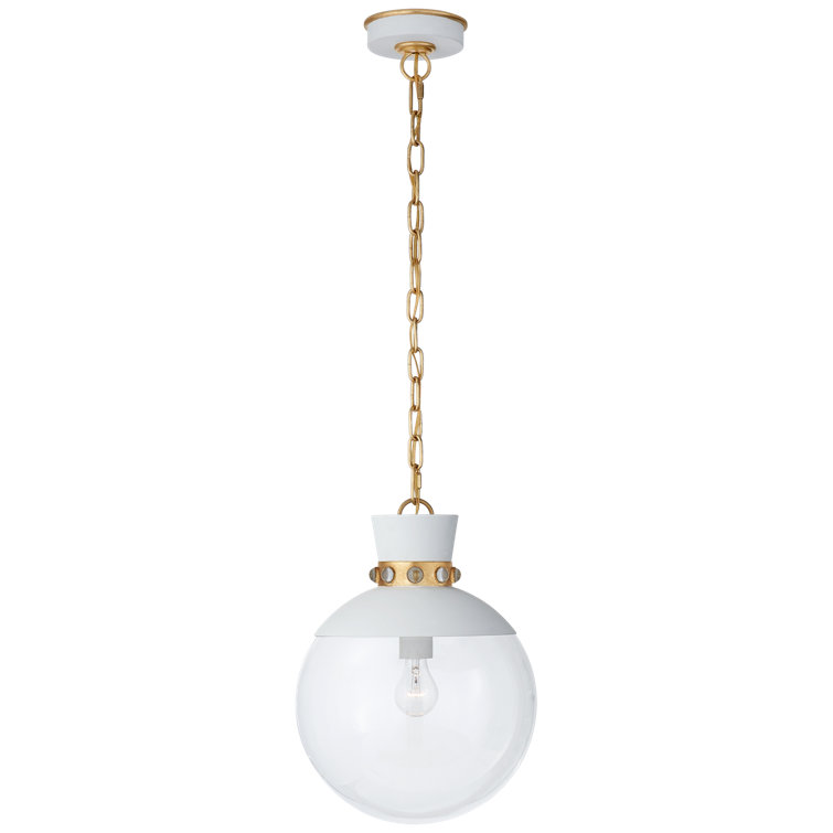 Lucia 17.5'' Gold Globe Pendant with White Gild Glass