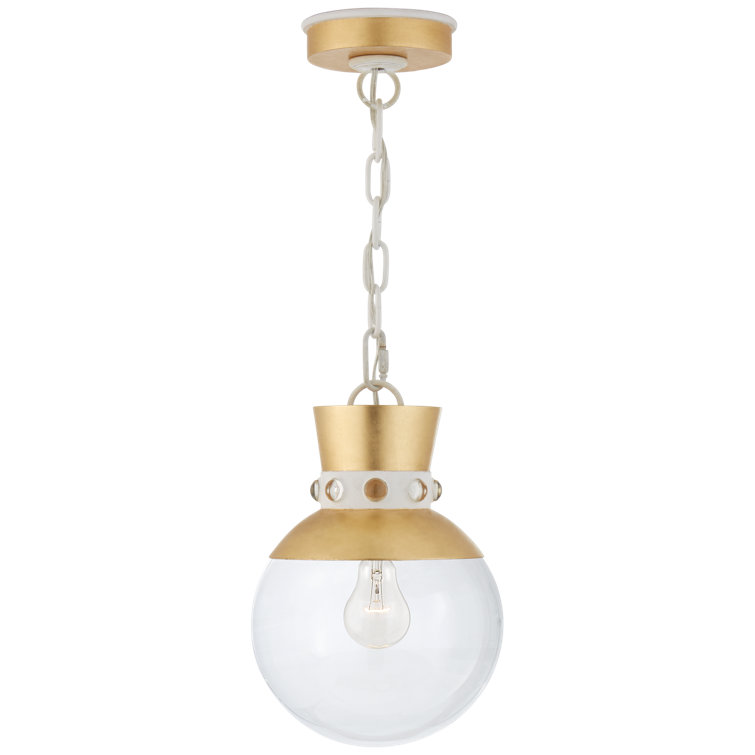 Gold and White Glass Globe Pendant Light