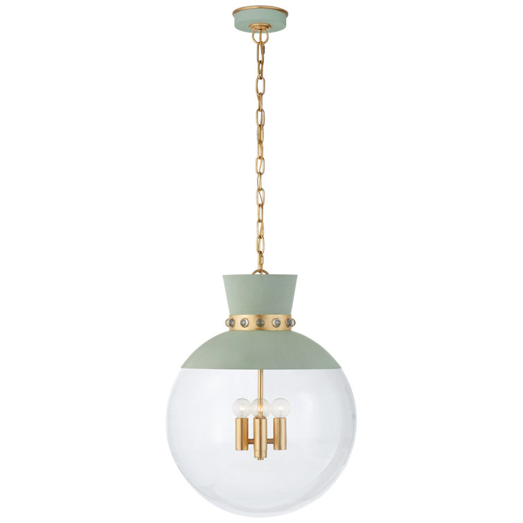 Celadon and Gild Globe Island Pendant with Clear Glass