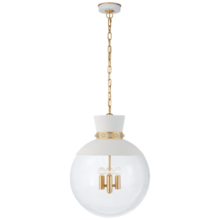 Lucia Gilded White 24" Globe Pendant with Clear Glass