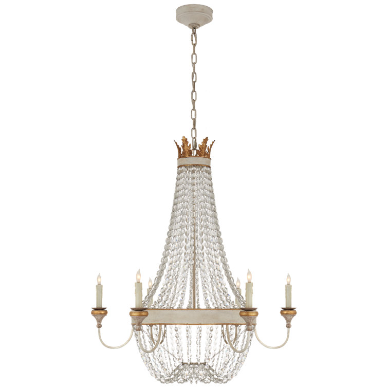 Entellina Vintage White 6-Light Crystal Beaded Chandelier