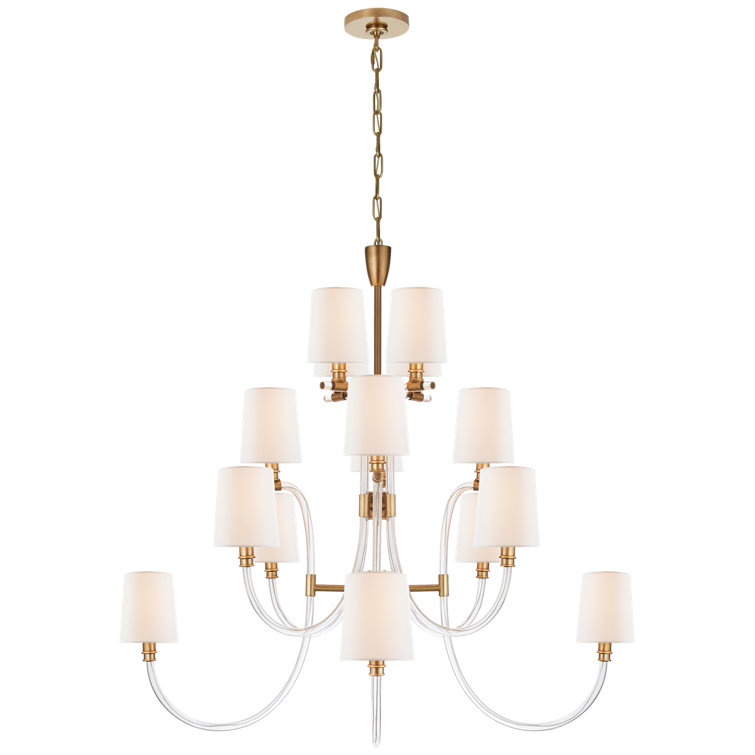 Clarice Antique Brass 16-Light Tiered Crystal Chandelier
