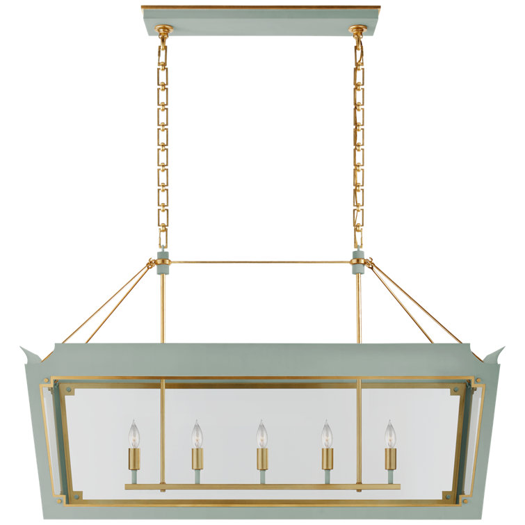 Caddo Celadon and Gilded Glass 46.5" Linear Island Lantern