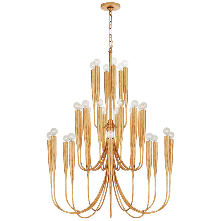 Acadia Antique Gold Leaf 30-Light Crystal Candle Chandelier