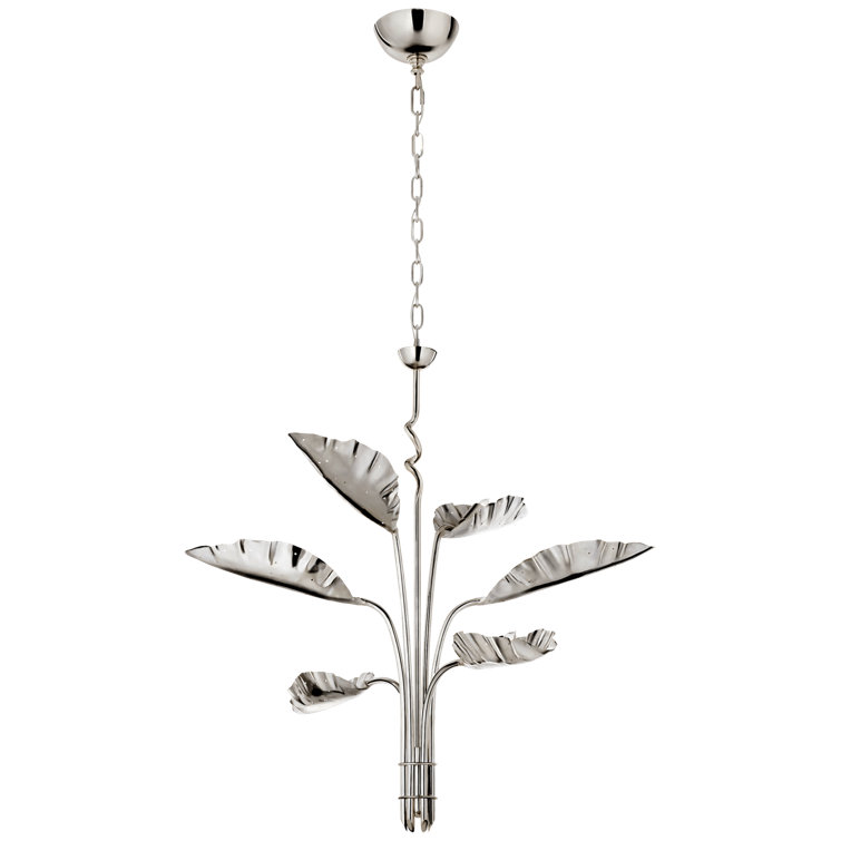Polished Nickel Crystal Candle 6-Light Chandelier