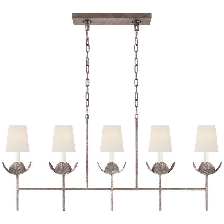 Illana 50.5" White Crystal Botanical Linear Chandelier