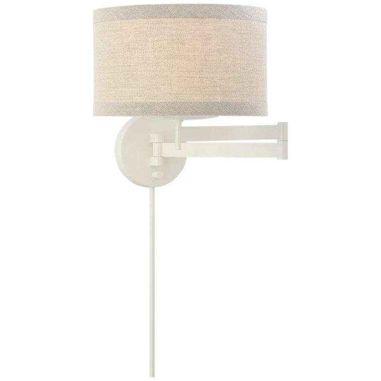 Cream Swing Arm Wall Sconce with Drum Shade