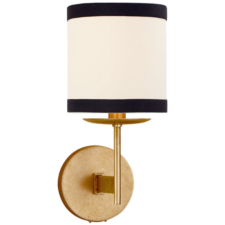 Black and Gold Dimmable Drum Shade Wall Sconce