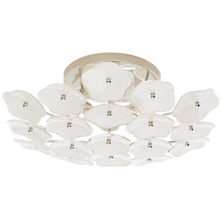 Leighton Polished Nickel 3-Light Semi Flush Mount with Cream Tinted Glass