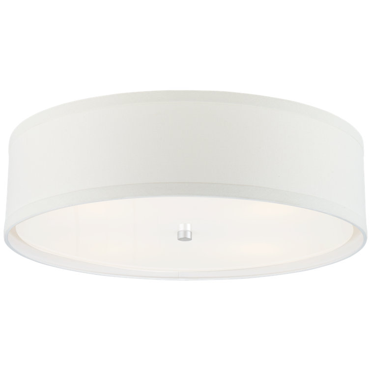 Walker 24" Burnished Silver Leaf Drum Ceiling Light with Cream Linen Shade