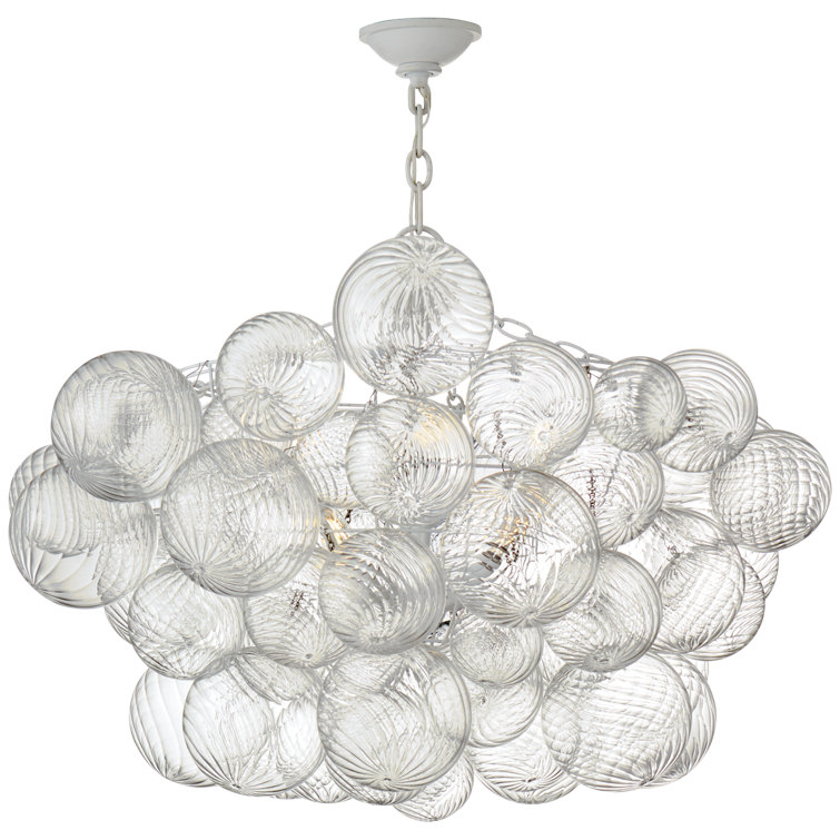 Talia Plaster White and Clear Glass 8-Light Chandelier